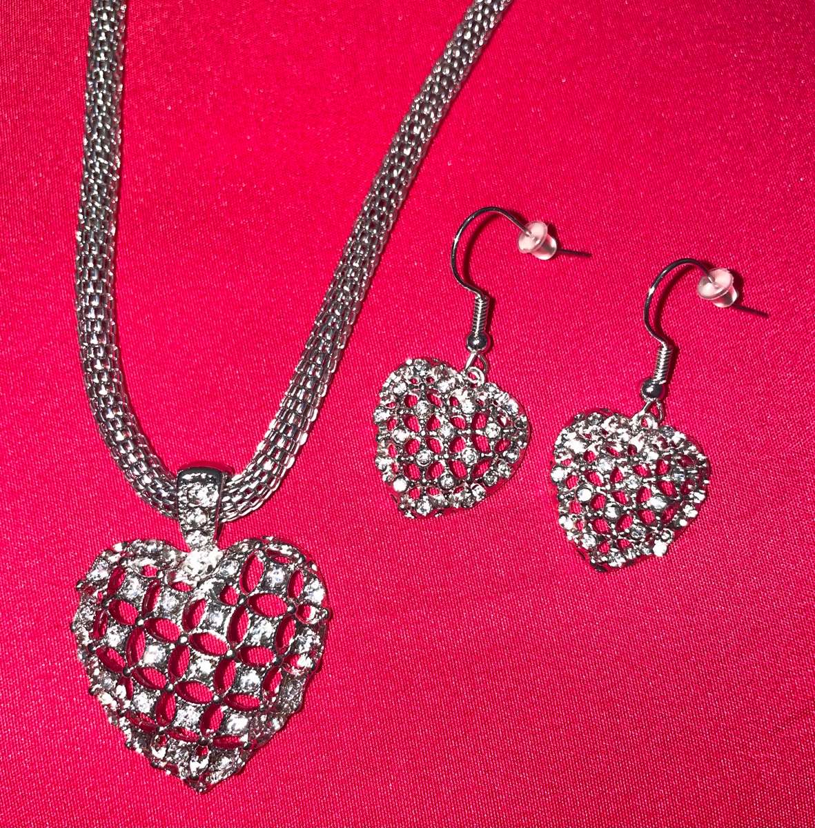 Brand  New - Heart Necklace and Earring Costume Jewellery Set