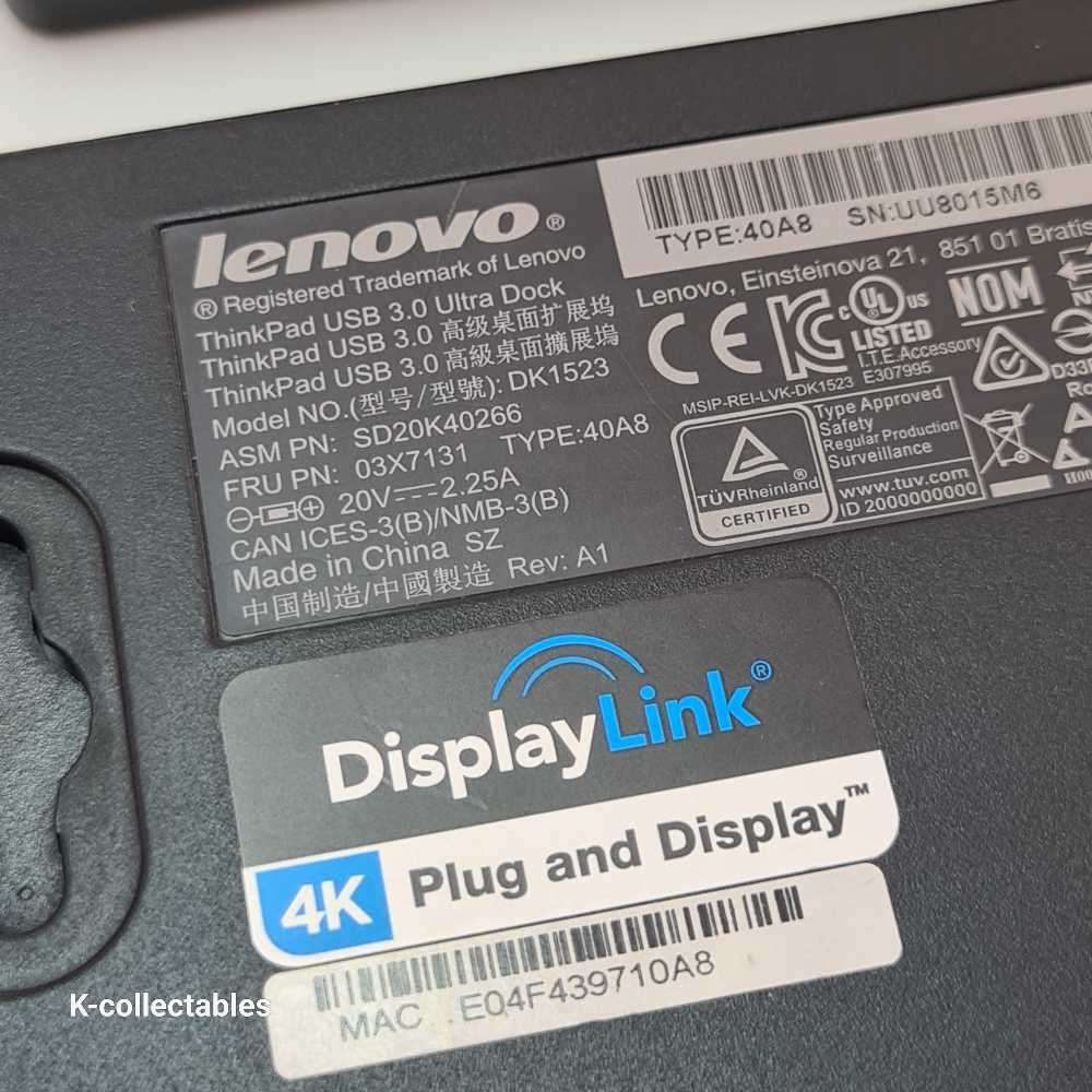 Lenovo ThinkPad Ultra displaylink 4K plug. Docking Station.