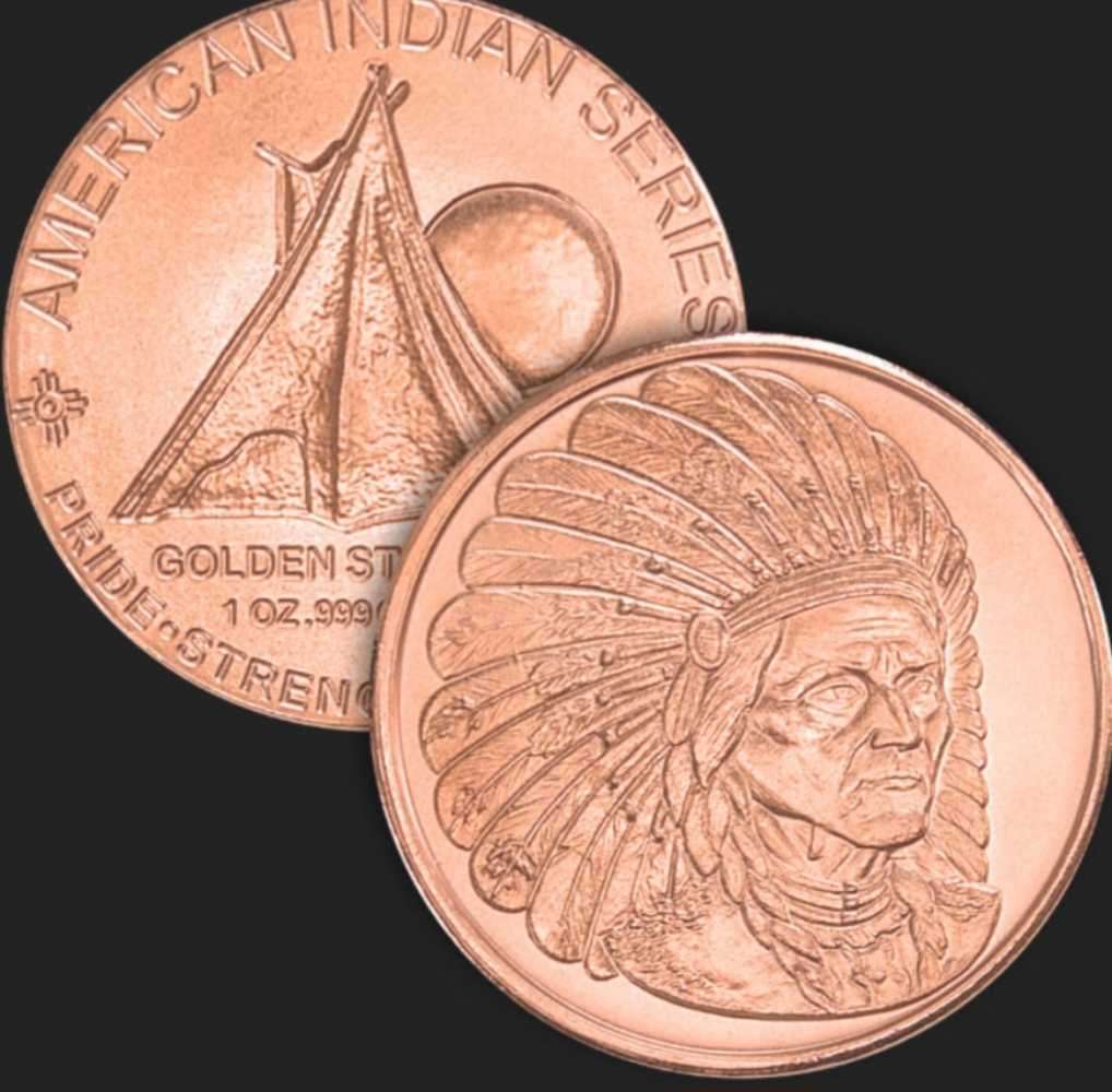 1oz Sitting bull Copper round