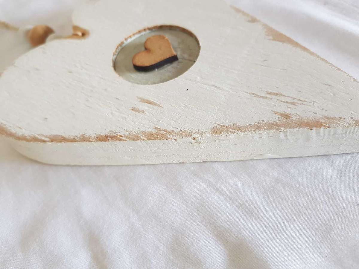 Beautiful white hanging wooden heart