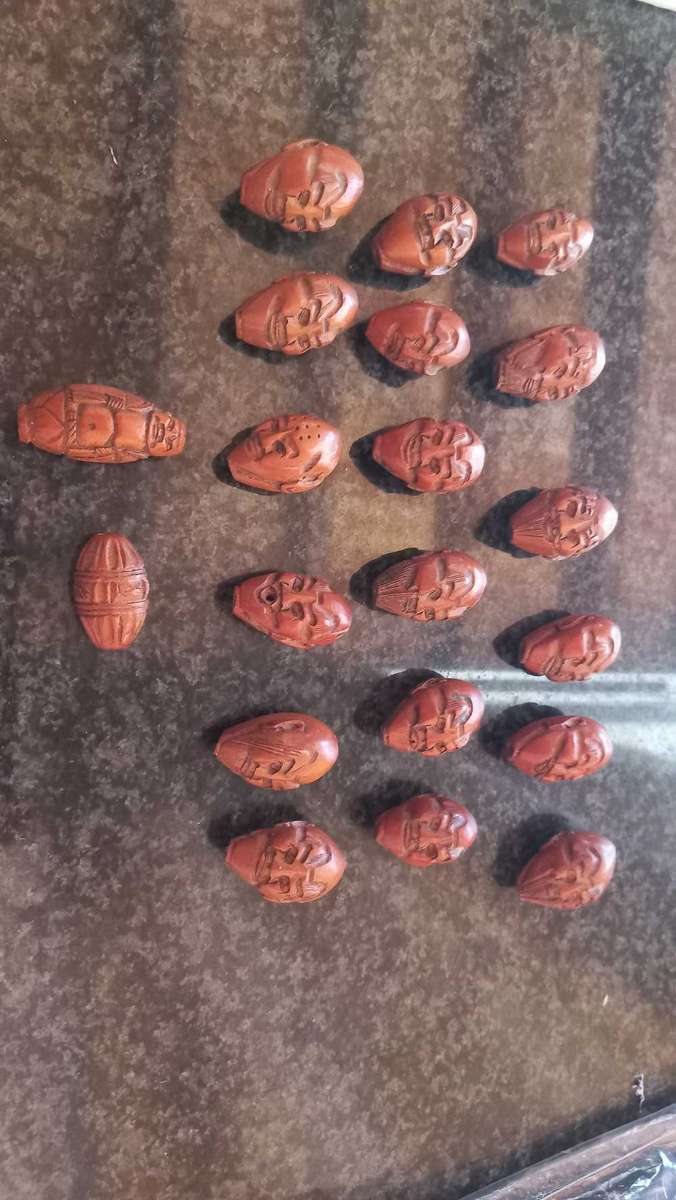 Vintage Chinese carved face beads,pits,Hedaio Prayer beads Buddhist Lohan Faces