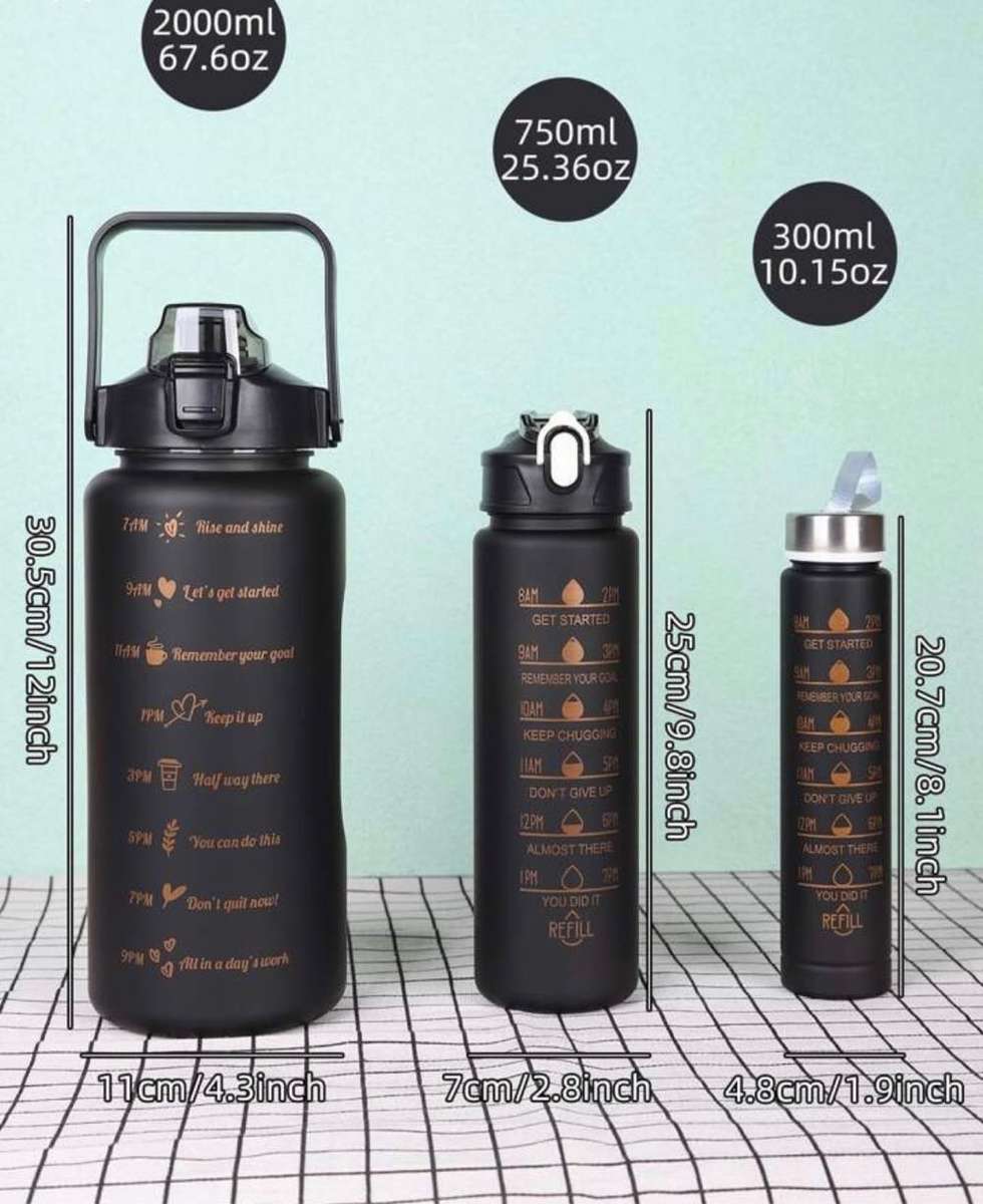 3 Piece Water Bottle Motivational bottle set