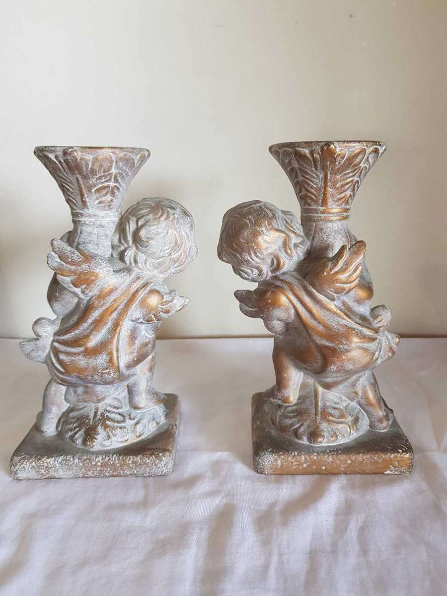 A set of 2 Beautiful Angel Candle holders