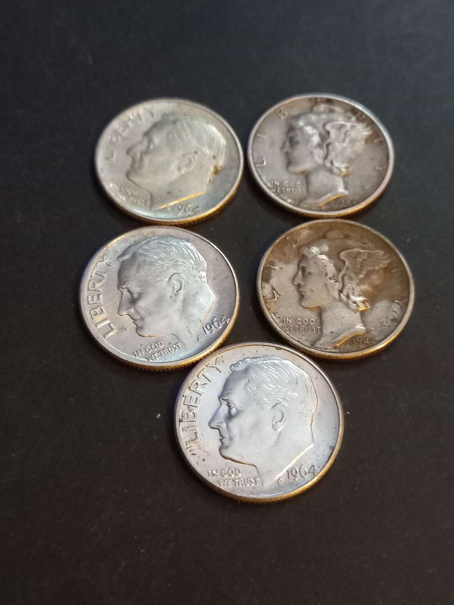 Usa 90% Silver Dime lot of 5 coins