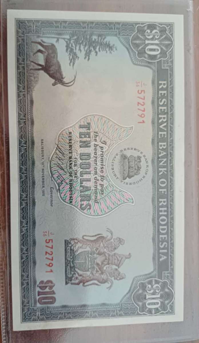 10 Rhodesia Dollar Graded EF45 by Sangs