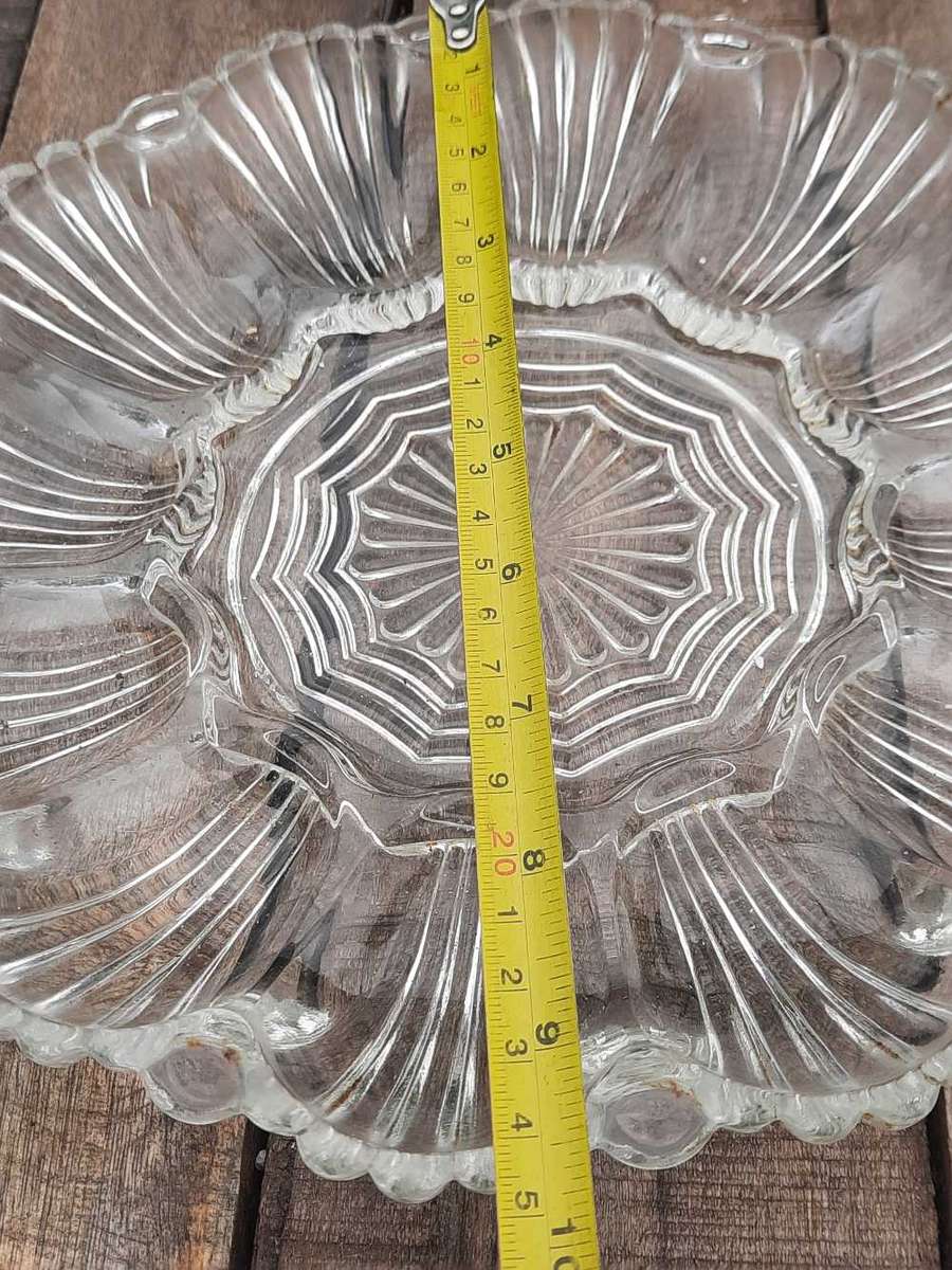 Vintage Crystal Glass Boiled Devil Eggs Plate