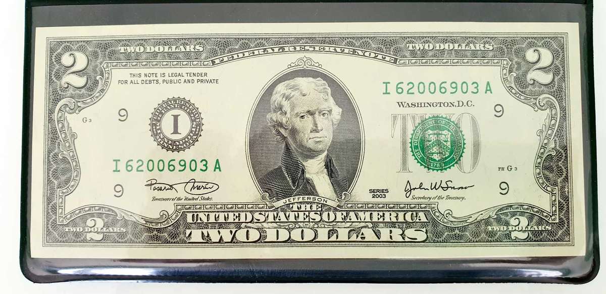 AUTHENTIC UNCIRCULATED TWO DOLLAR NOTE