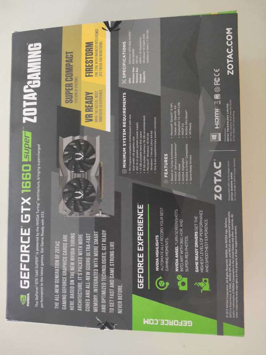 Zotac AMP Edition GTX1660 Super 6GB GDDR6 Graphics card**Boxed**Working Great**HDMi**