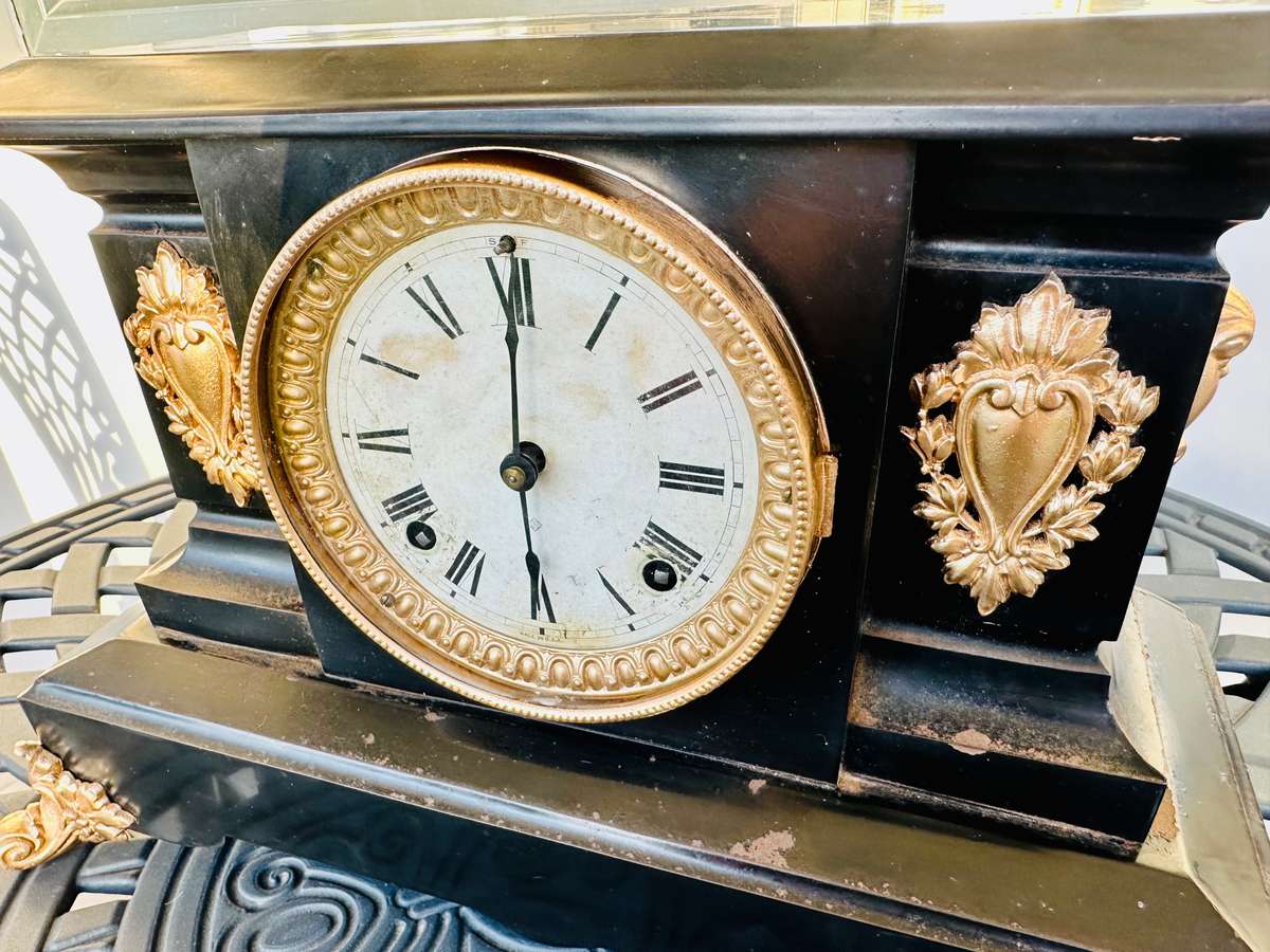 Ansonia Cast Iron Mantel Clock circa Late 1800s