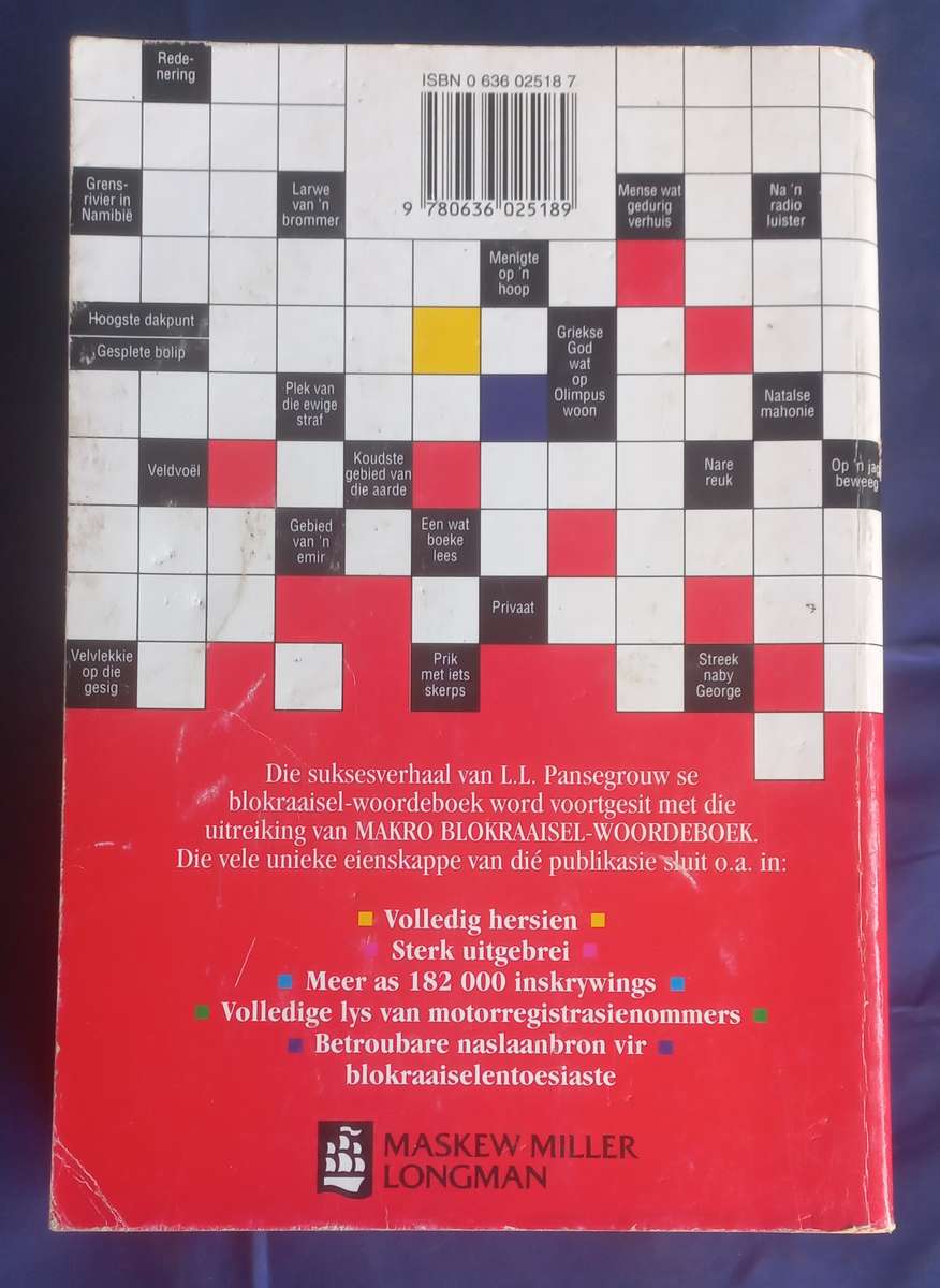 Pansegrouw Makro blokraaisel-woordeboek