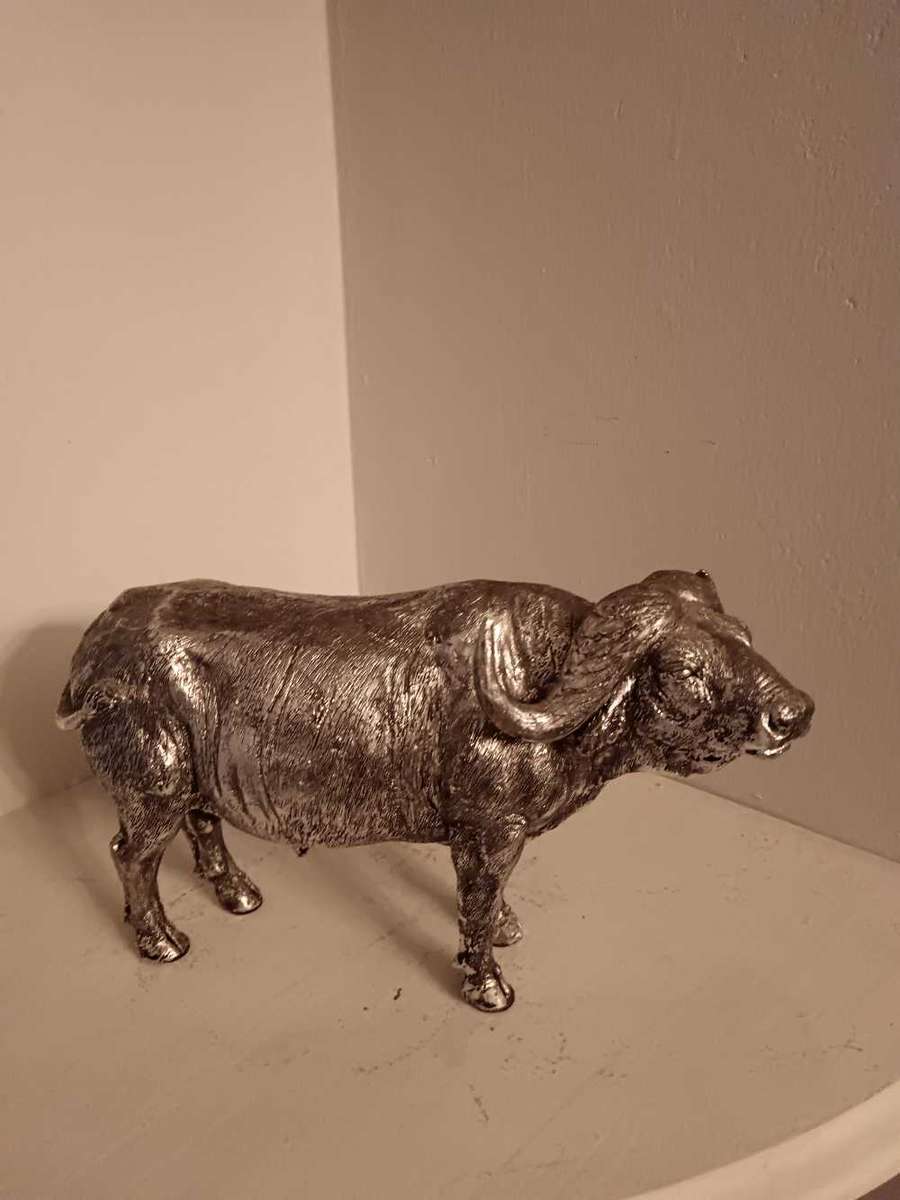 Silver Tone Water Buffalo Statue