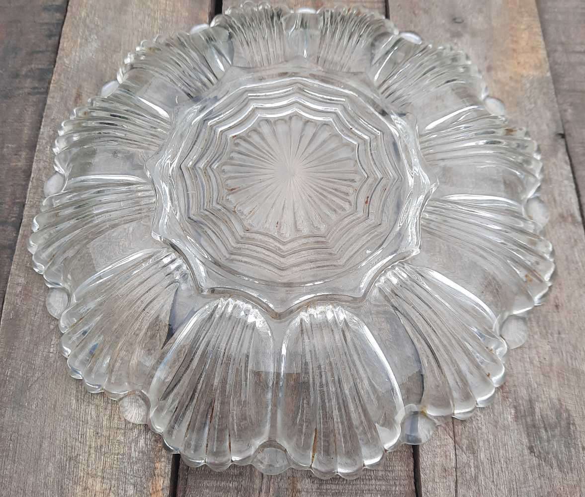Vintage Crystal Glass Boiled Devil Eggs Plate