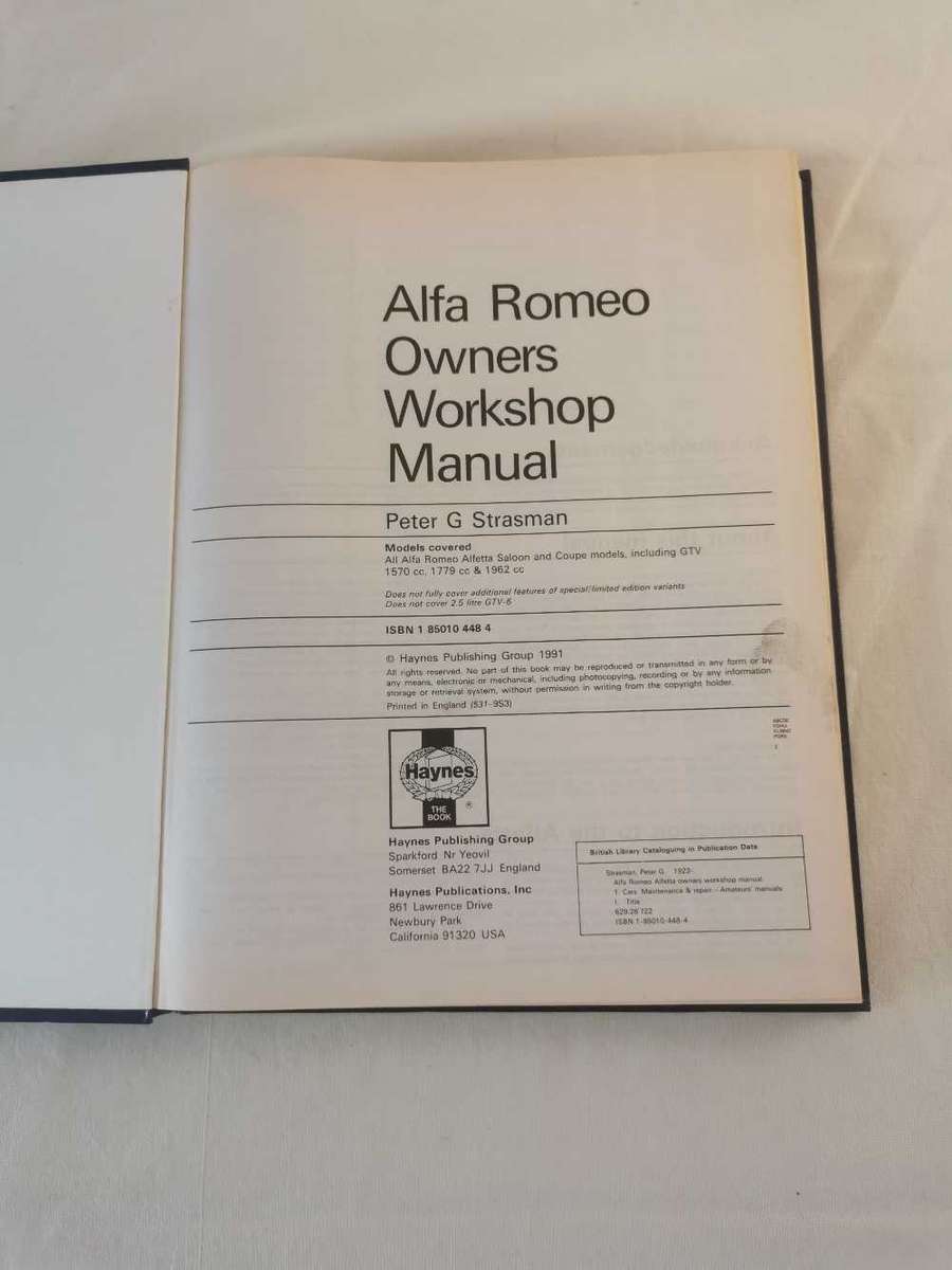 Alfa Romeo Alfetta - Haynes Workshop Manual