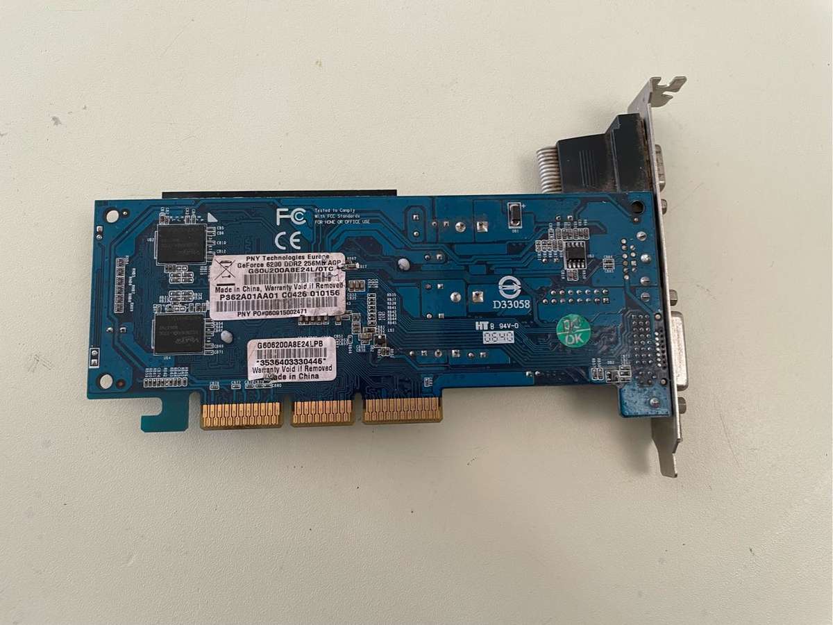 Rare AGP PNY Nvidia Geforce 6200 DDR2 256MB Graphics Card**Tested display only**