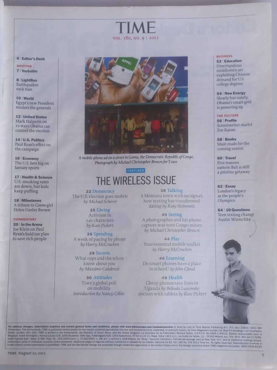 Time magazine August 27, 2012