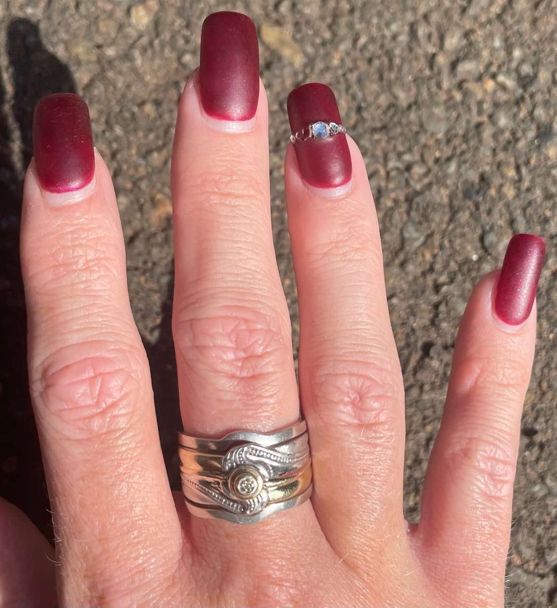 Three Piece Silver and 9ct Gold Wedding Ring Set