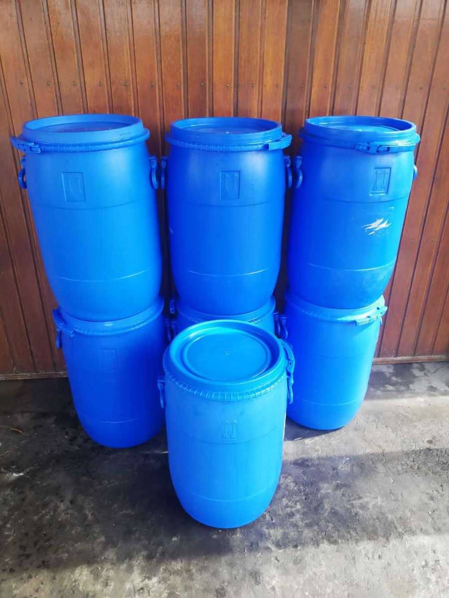 60L Plastic Drums - Lid & Clamp