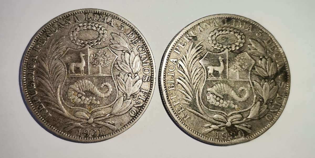 1930 & 1931 Silver Peru 1 Sol