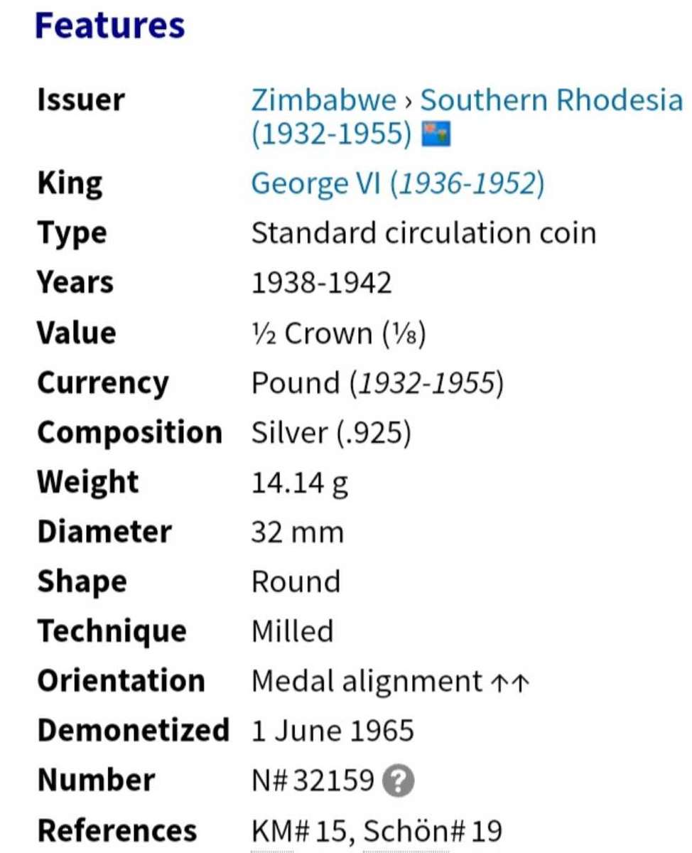 1940 Half Crown Southern Rhodesia