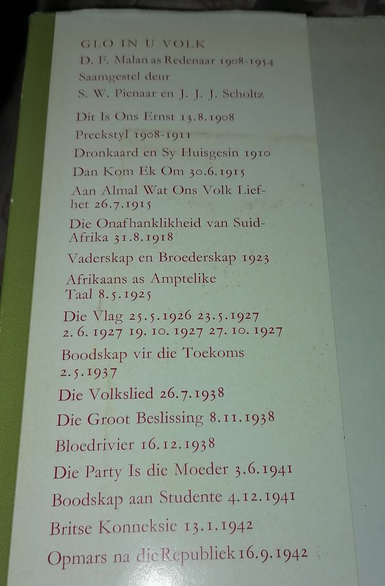 GLO IN U VOLK D. F MALAN AS REDENAAR