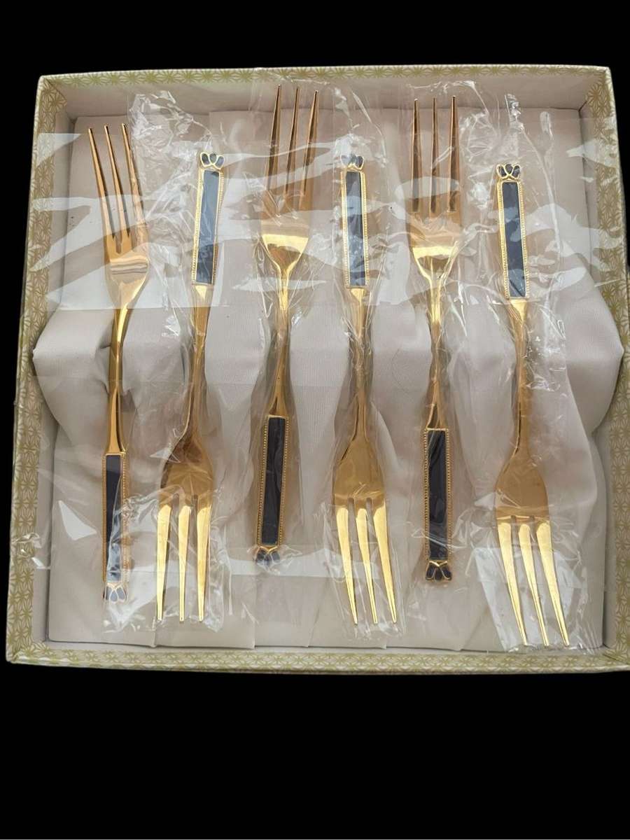 Eetrite 24 carat gold plated cake forks