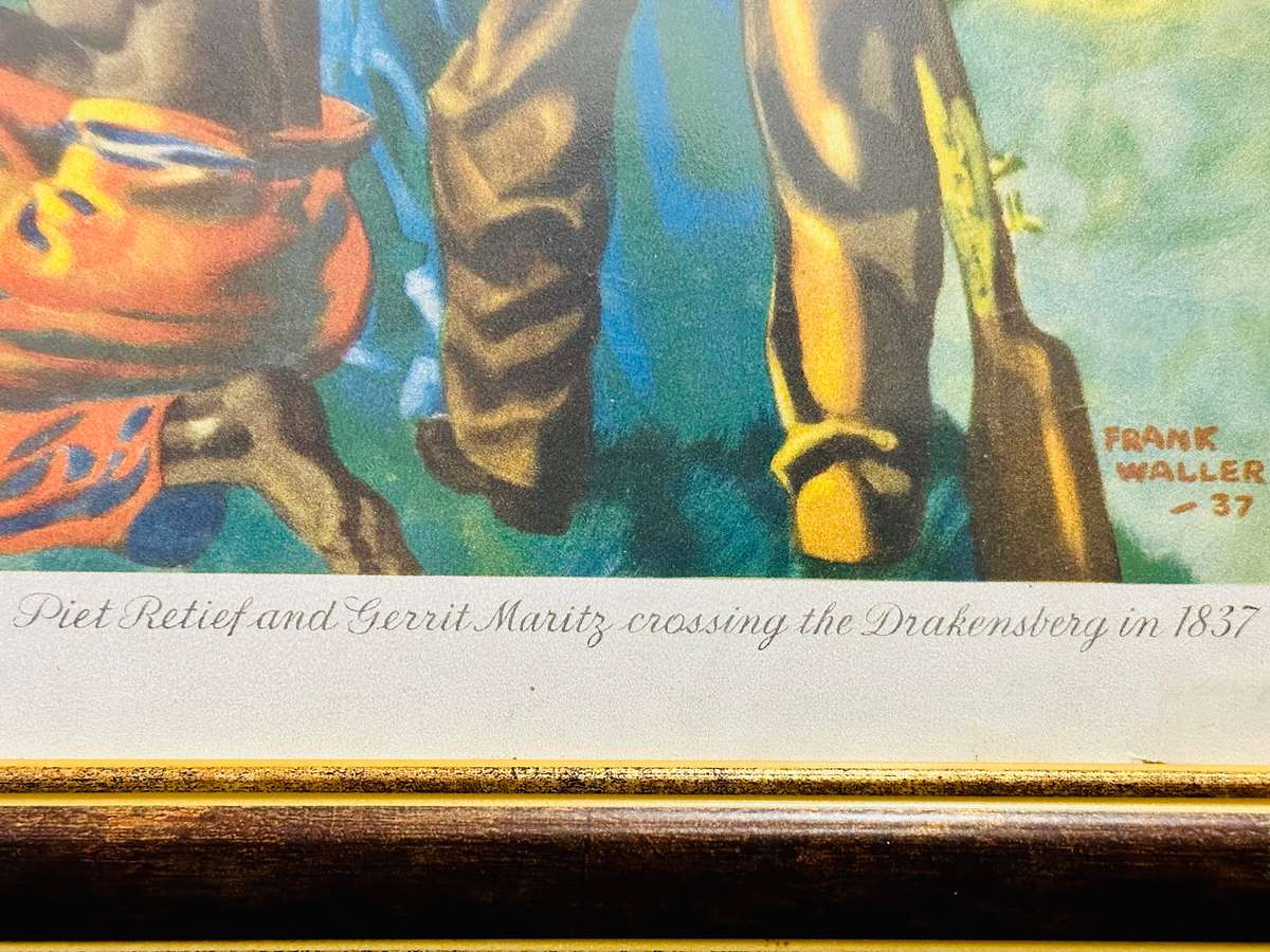 Framed Print of Piet Retief and Gerrit Maritz Crossing The Drakensberg in 1837