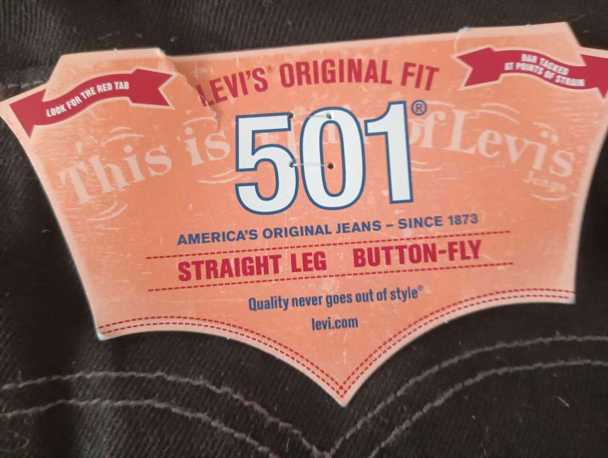 36W 34L - Levi Strauss Black 501 Jeans