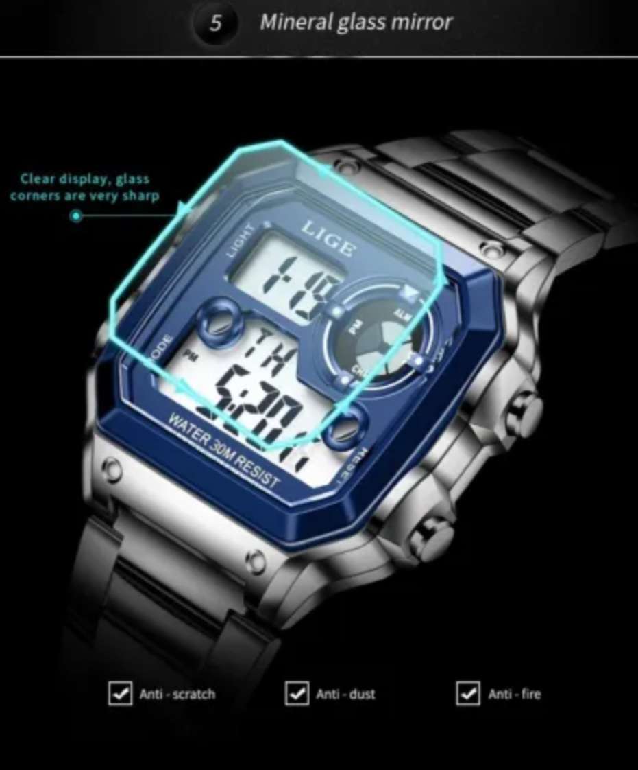 LIGE 2023 NEW Luxury Men`s Watch