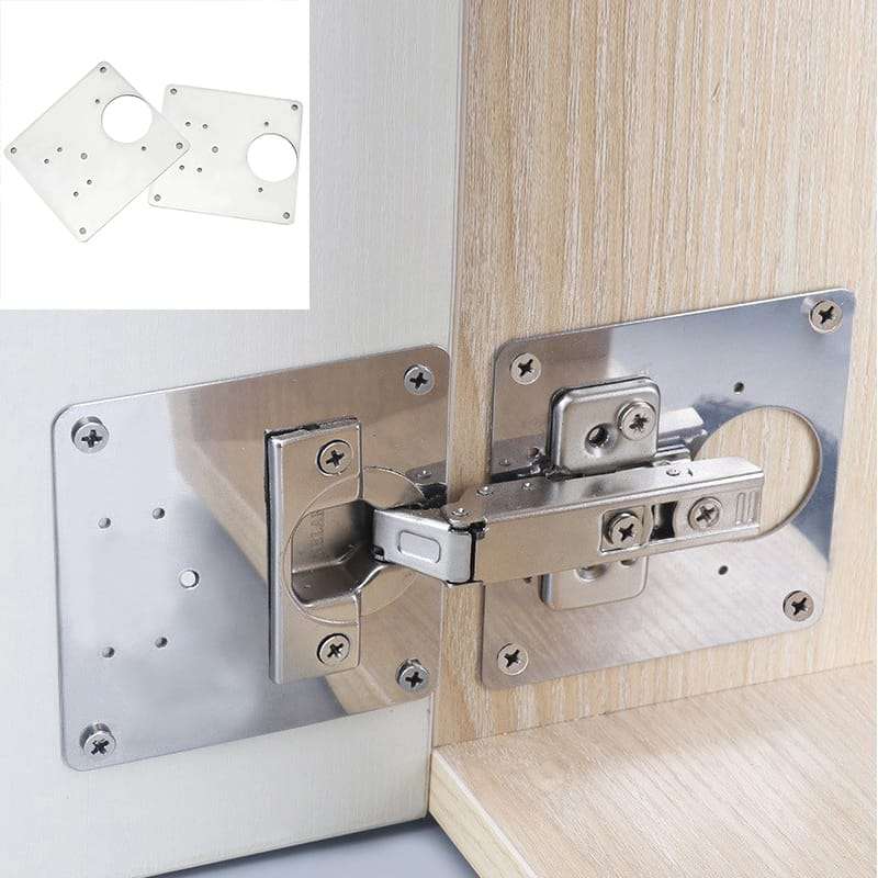 Cupboard hinge repair plates