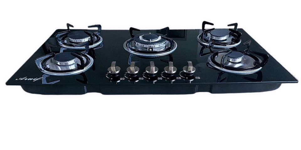 Aruif Built-In Tempered Glass Countertop 5 Burner Gas Hob 860mmx510mm