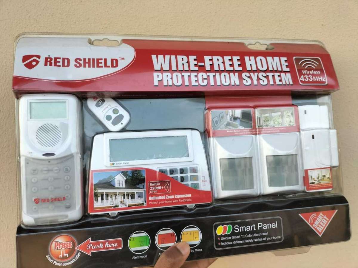 Red Shield Wire Free Home Security Intruder Burglar Alarm System Phone Panic Kit
