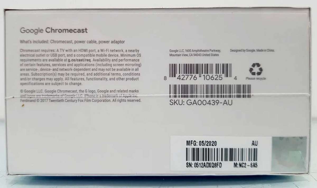 Google Chrome Third Generation HDMI Digital Media Video Transmitter