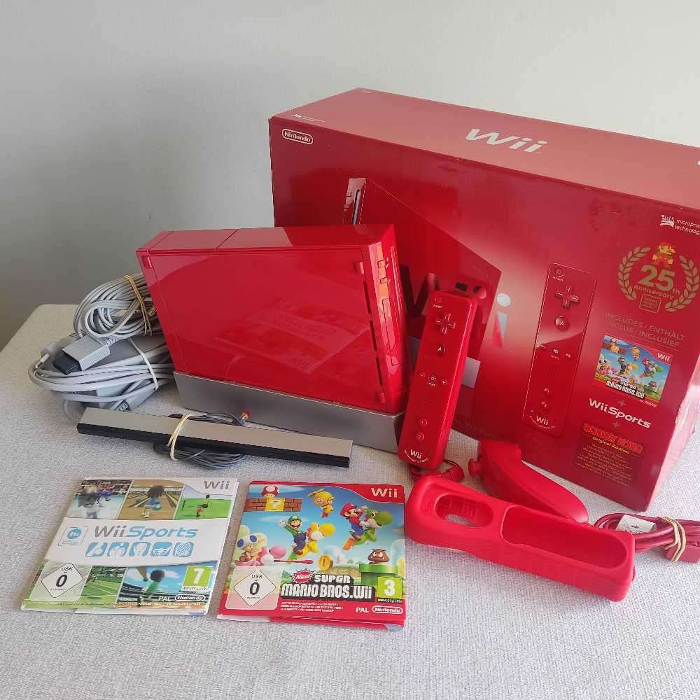 Nintendo Wii console with New Super Mario Bros +Wii Sports
