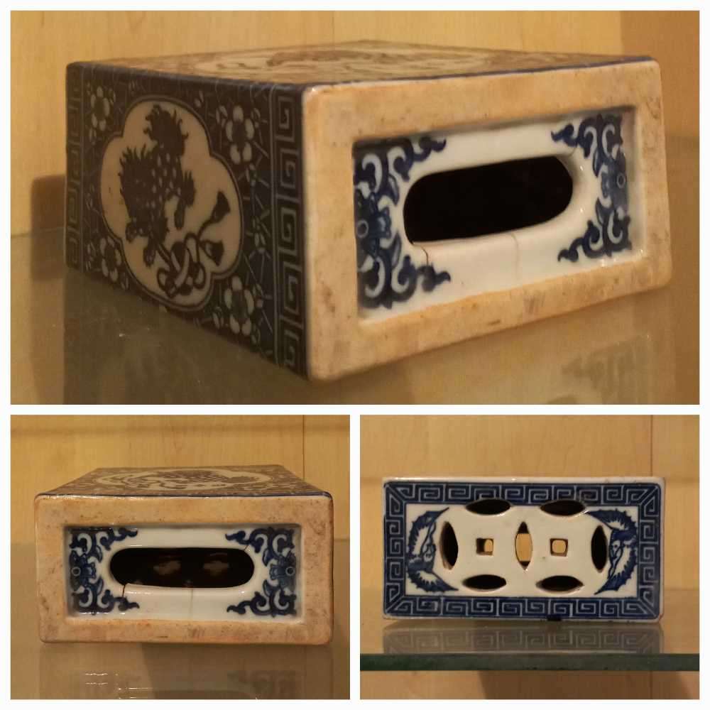 Antique blue and white Chinese insence burner stand