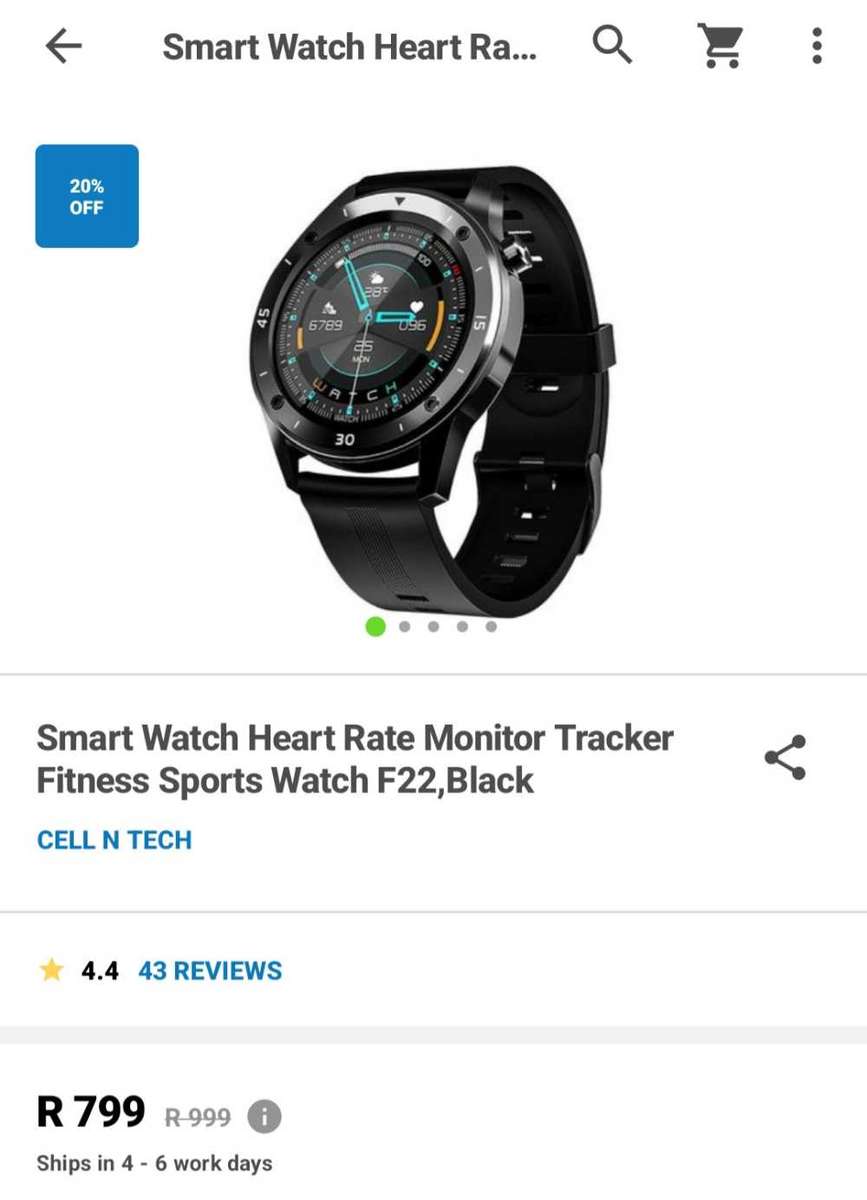 Smart Watch Heart Rate Monitor Tracker Fitness Sports Watch F22,Black