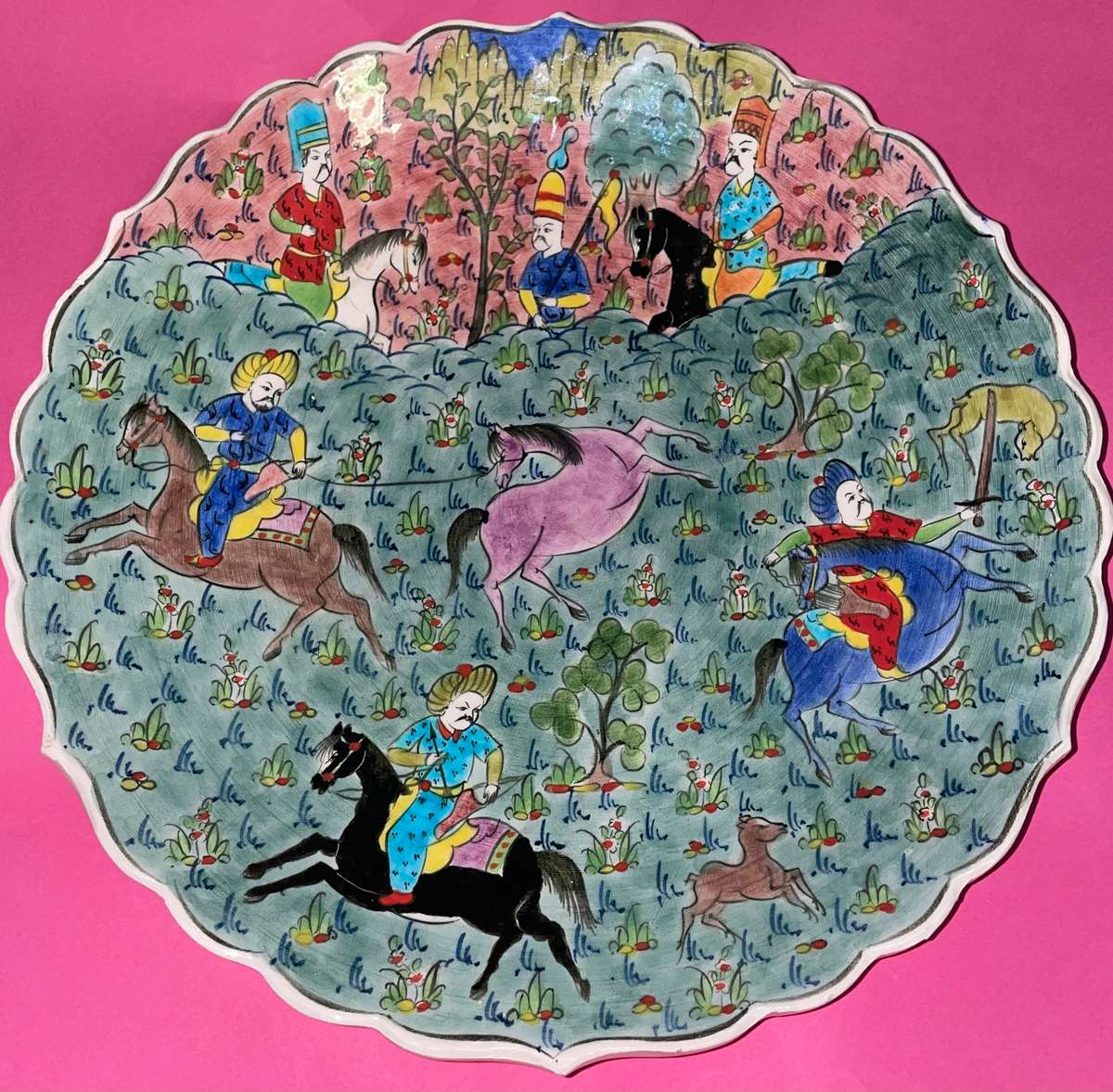 Vintage Sale - Turkish Hand Painted Sir-ca wall plate (A few small chips on rim)