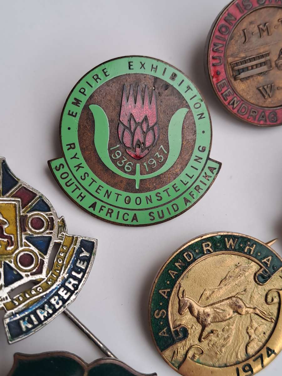 South African historical pin badges (job lot of 8 rare badges)