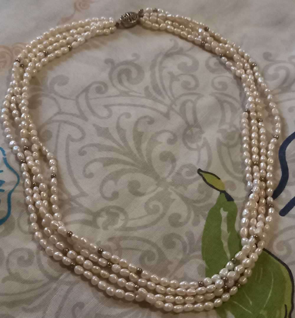 Vintage 4 Rows Freshwater Pearl Necklace