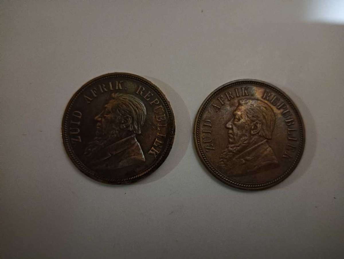 A pair of 1898 Kruger pennies
