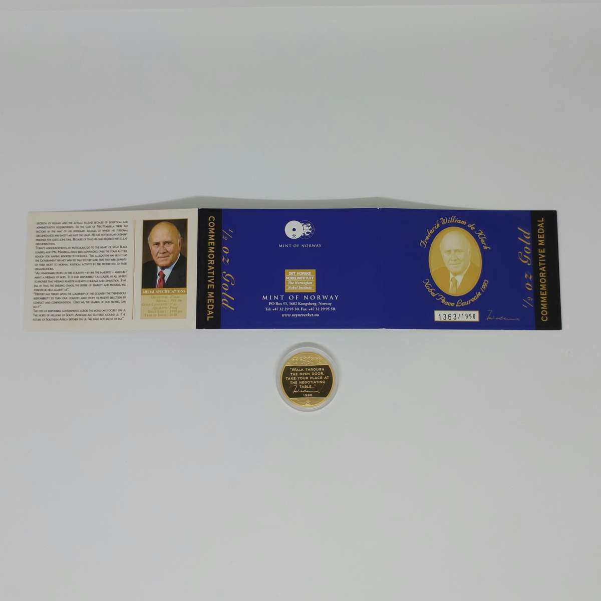 2010 Mandela 20th Anniversary 1/2Oz Gold Medallion