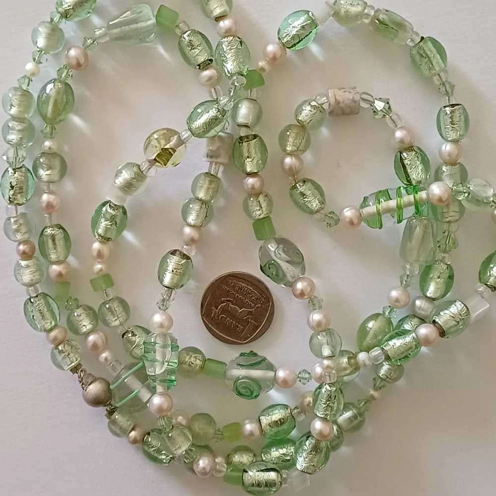 Murano Foil Glass and Natural Pearl Necklace
