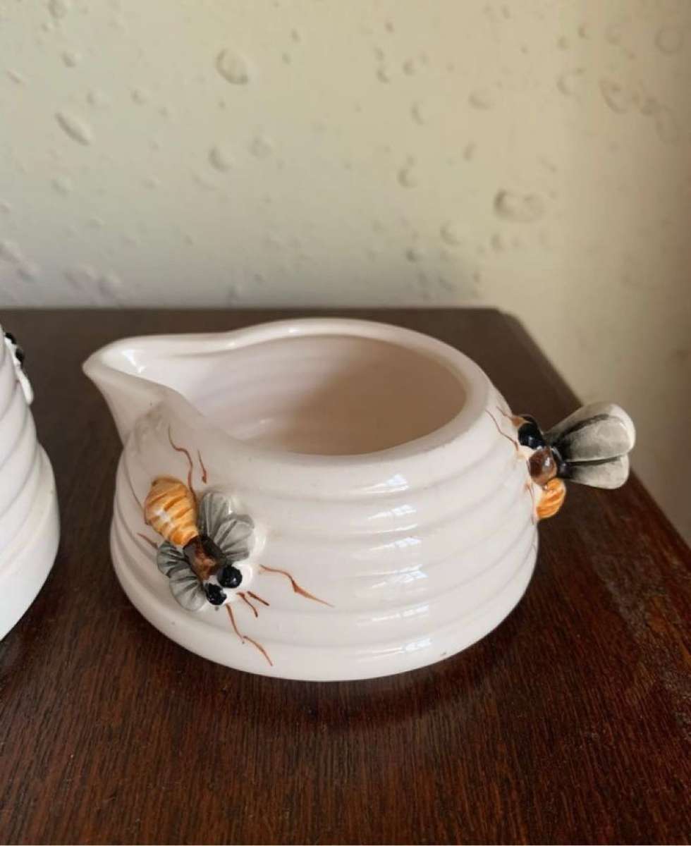 Cute bee theme sugar bowl and milk jug