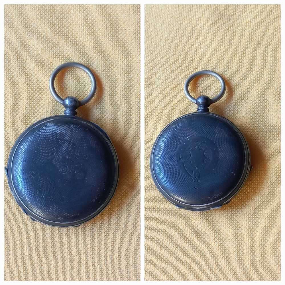 Pocket watch with  silver engraved casing