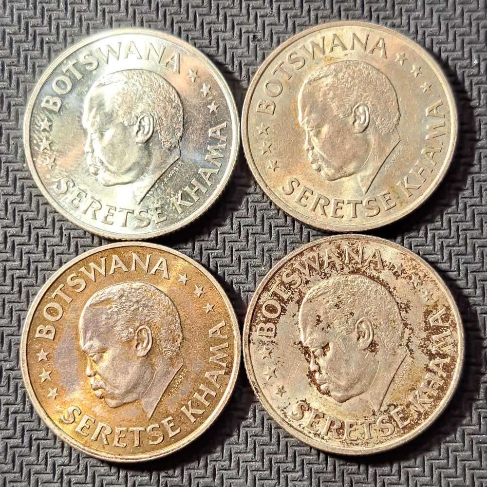 4 x silver coins. Botswana 50 cents, Independence 1966