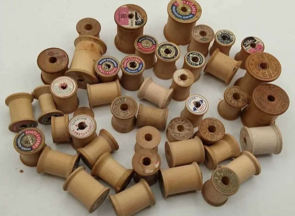 50 piece Vintage Wooden Thread Spools