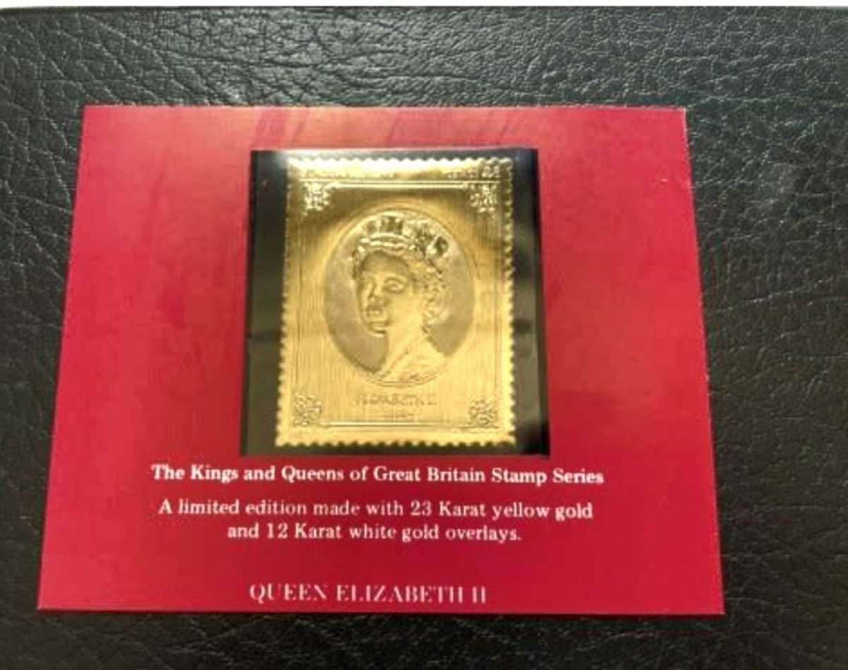 1977 GOLD STAMP SERIES of the Kings and Queens of Great Britain, full set of 49 23Karat gold stamps