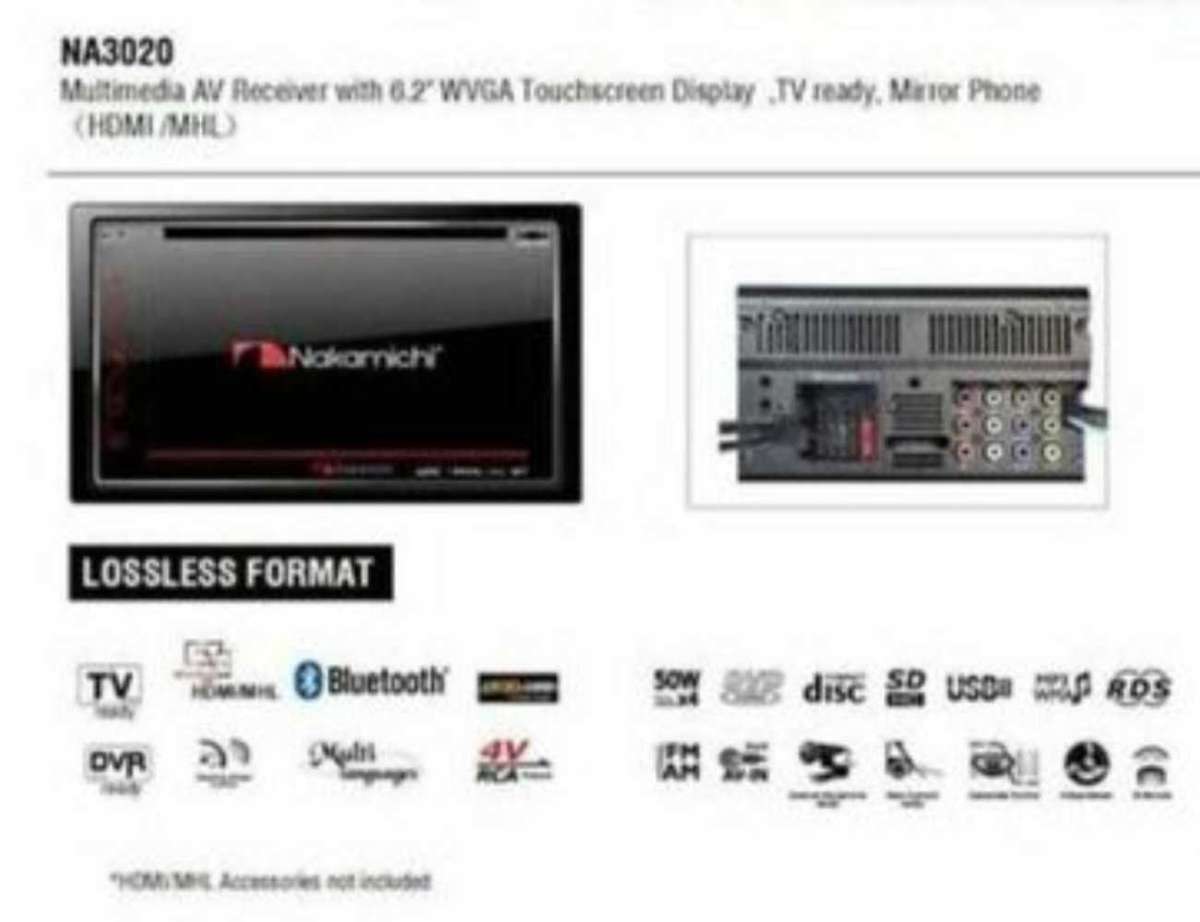 Nakamichi NA3020 2-DIN Built-in Bluetooth Touch Screen With Backup Camera