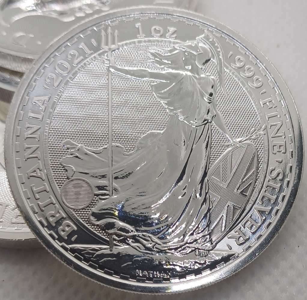 23x 2021 Pure 1oz Silvr 2Pounds Brittania coin bid per coin