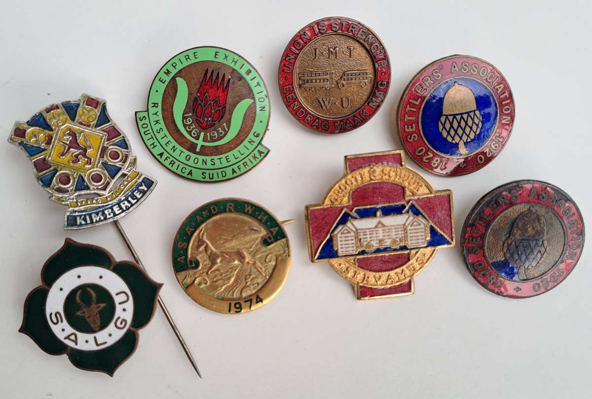 South African historical pin badges (job lot of 8 rare badges)