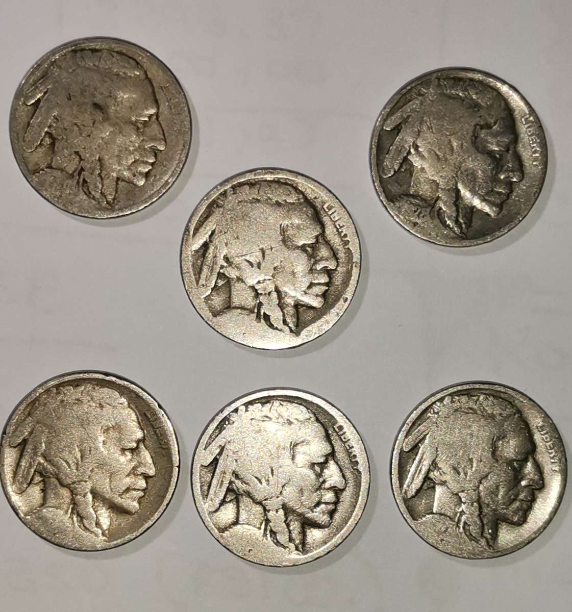6 x USA 5 cents (Buffalo Type)